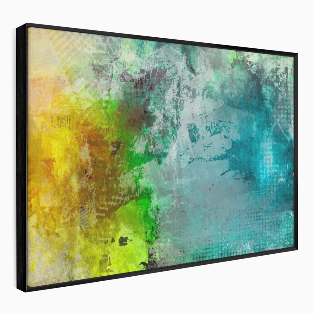 Tablou canvas cu tablou canvas cu compozitie abstracta, in rama de aluminiu negru